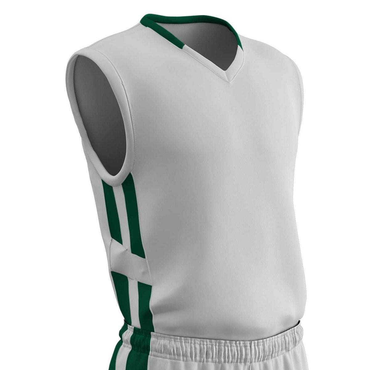 Champro BBJ9 Muscle Dri-Gear Basketball Jersey Adult &amp; Youth - White Forest - HIT a Double