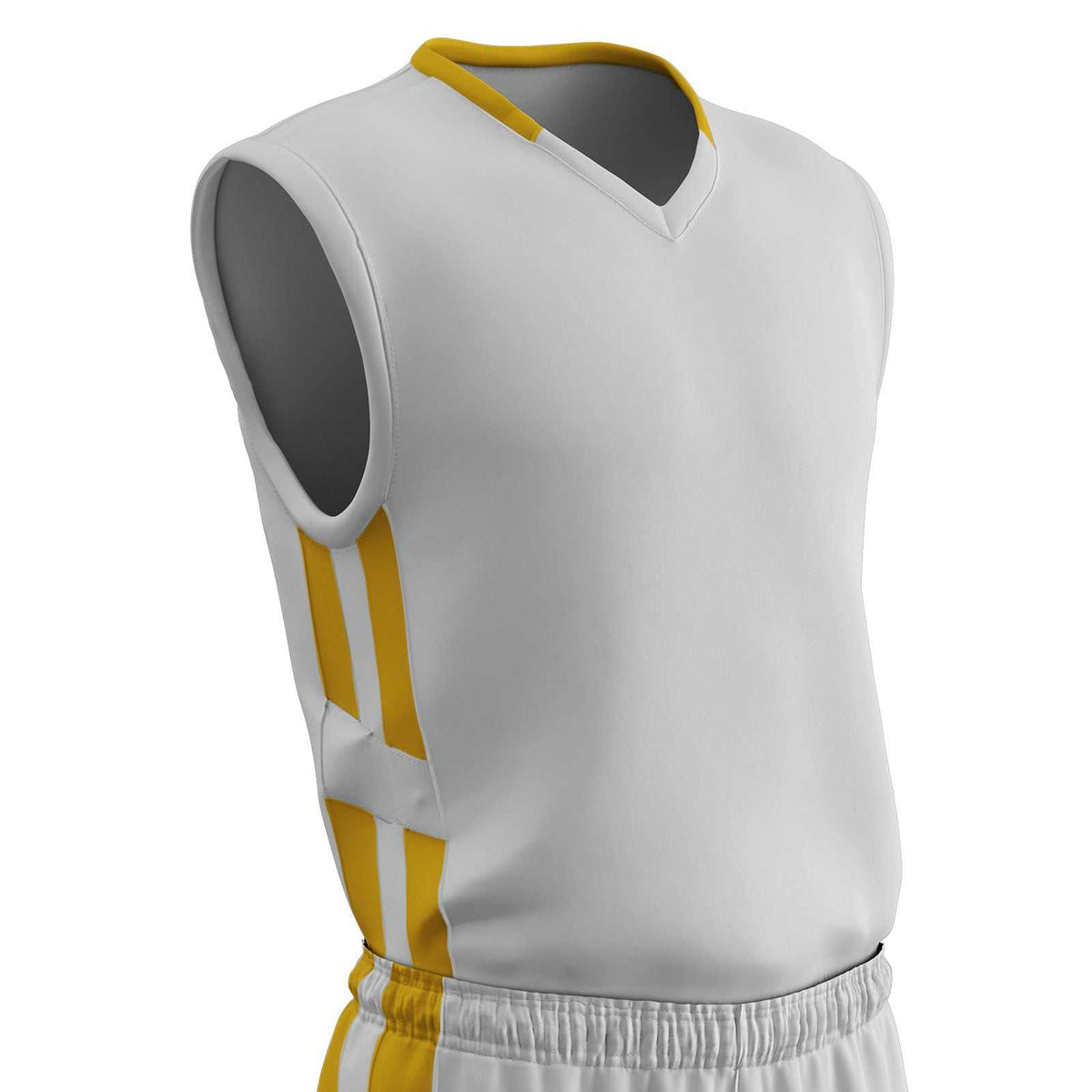 Champro BBJ9 Muscle Dri-Gear Basketball Jersey Adult &amp; Youth - White Gold - HIT a Double