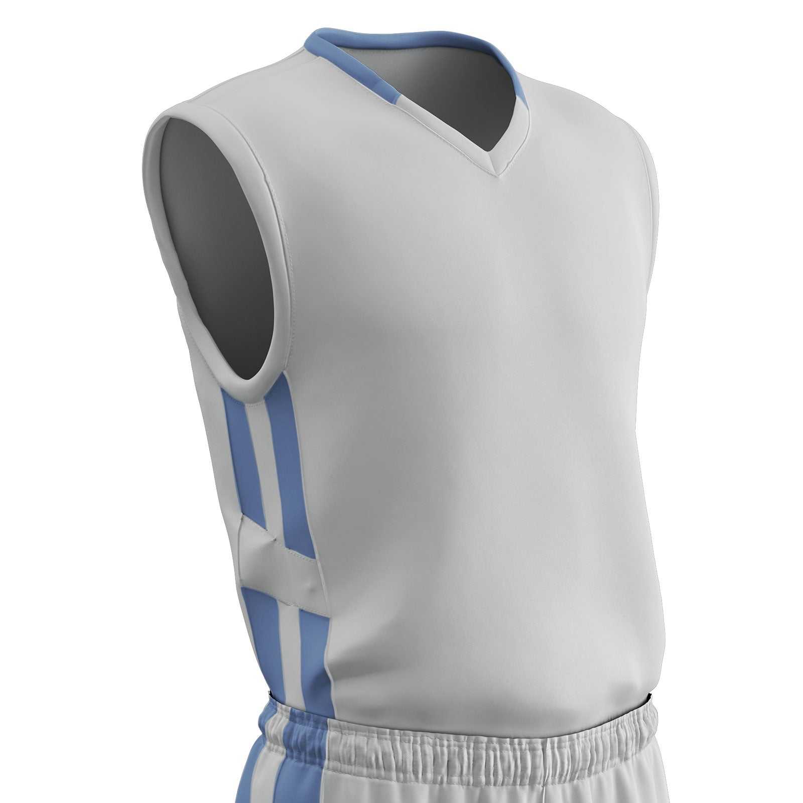 Champro BBJ9 Muscle Dri-Gear Basketball Jersey Adult & Youth - White Light Blue - HIT a Double
