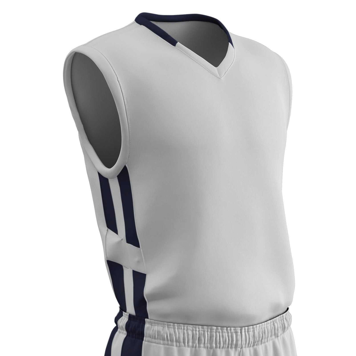 Champro BBJ9 Muscle Dri-Gear Basketball Jersey Adult &amp; Youth - White Navy - HIT a Double