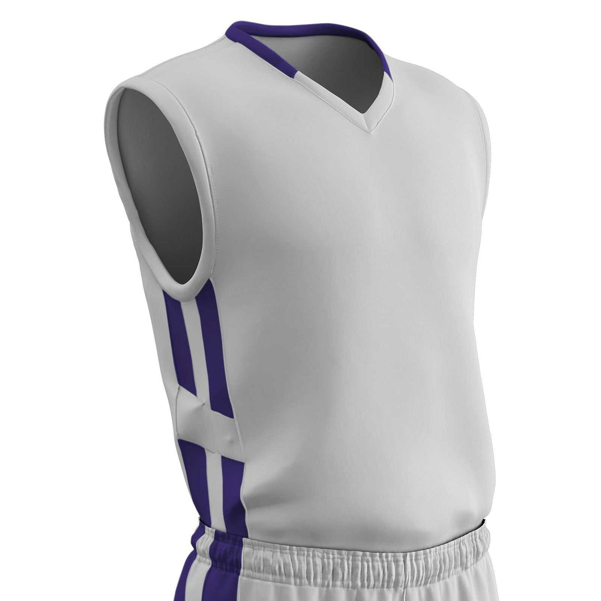 Champro BBJ9 Muscle Dri-Gear Basketball Jersey Adult &amp; Youth - White Purple - HIT a Double