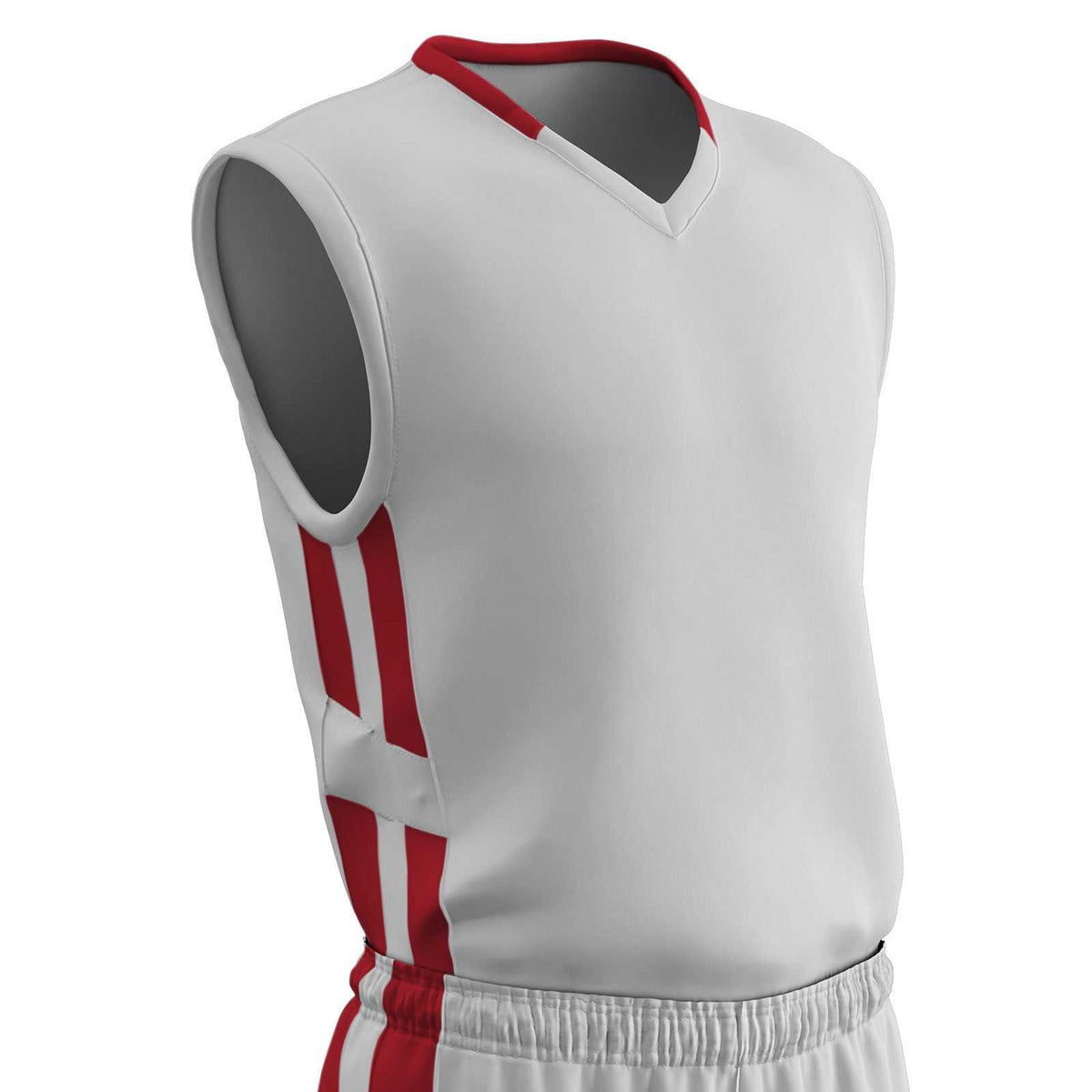 Champro BBJ9 Muscle Dri-Gear Basketball Jersey Adult &amp; Youth - White Scarlet - HIT a Double