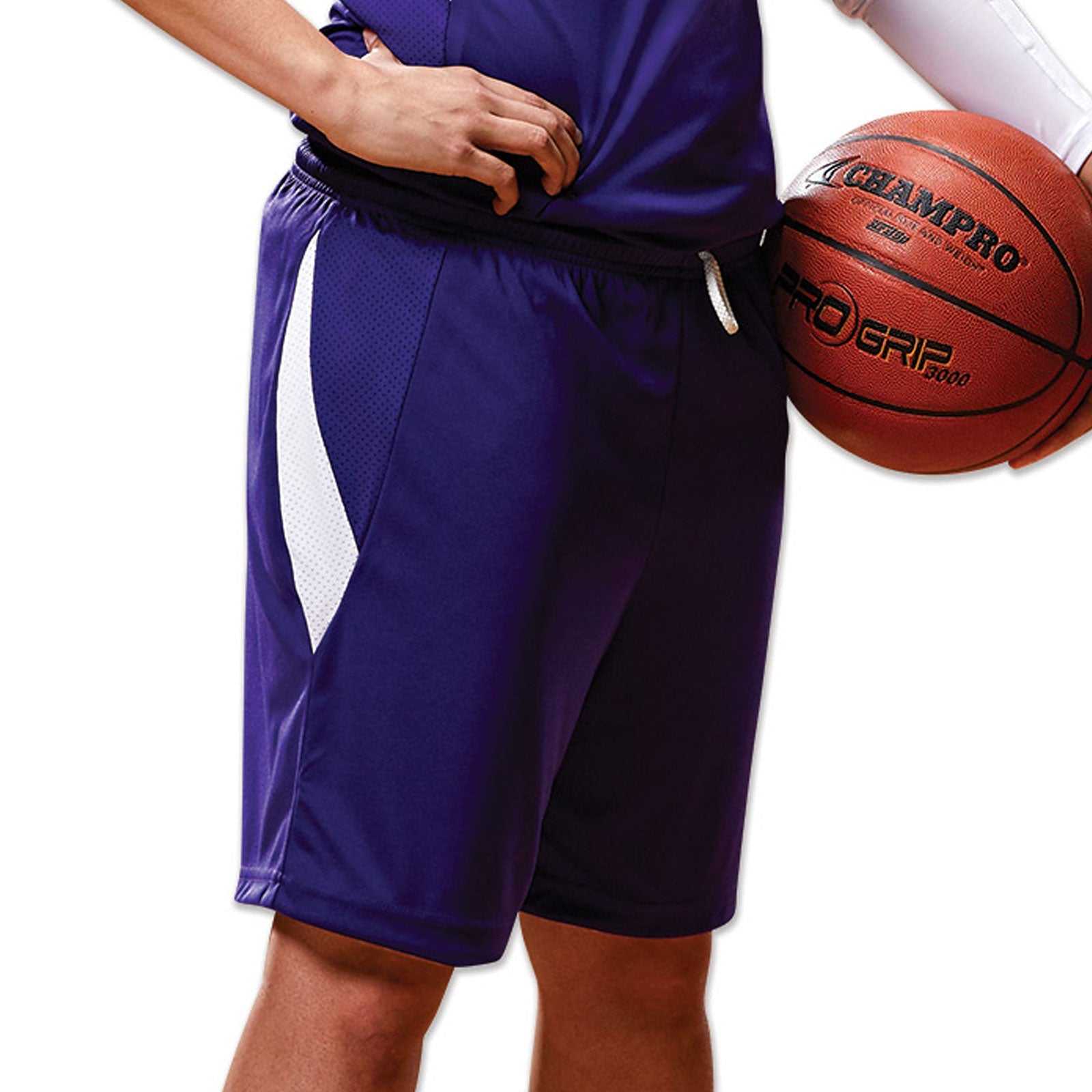 Champro BBS15 Post Up Female Reversible Basketball Short - Purple White - HIT a Double
