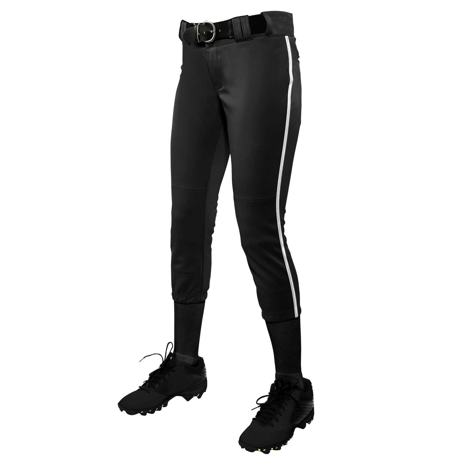 Champro BP11P Tournament with Pipe Softball Pant - Black White - HIT a Double