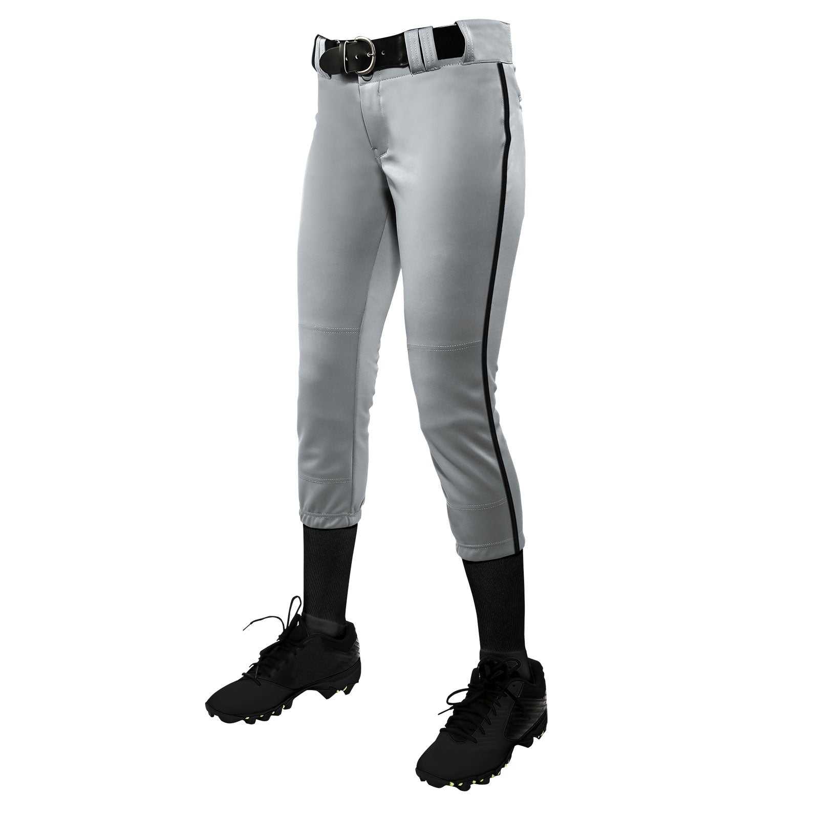 Champro BP11P Tournament with Pipe Softball Pant - Gray Black - HIT a Double