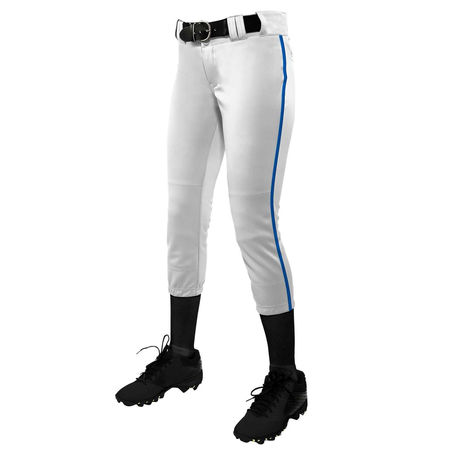 Champro BP11P Tournament with Pipe Softball Pant - White Royal - HIT a Double