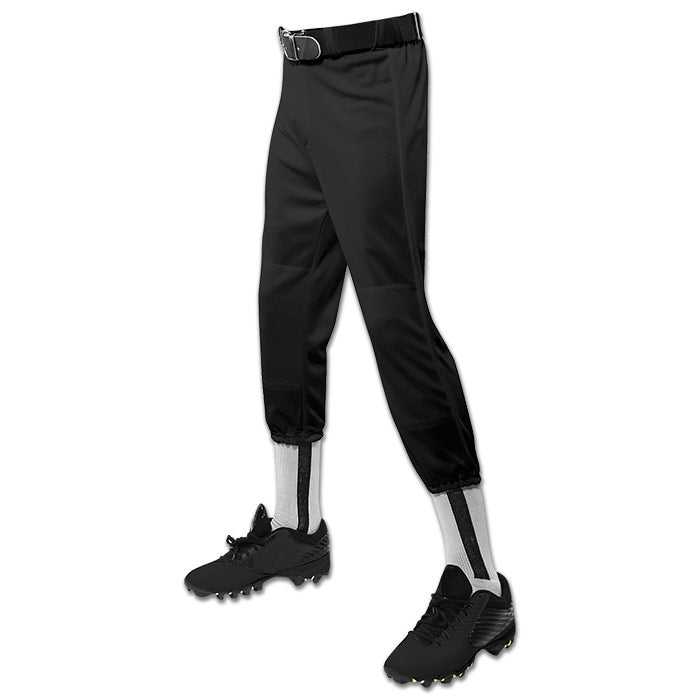Champro BP1Y Performance Pull-Up Baseball Pant with Belt Loops Youth - Black - HIT a Double