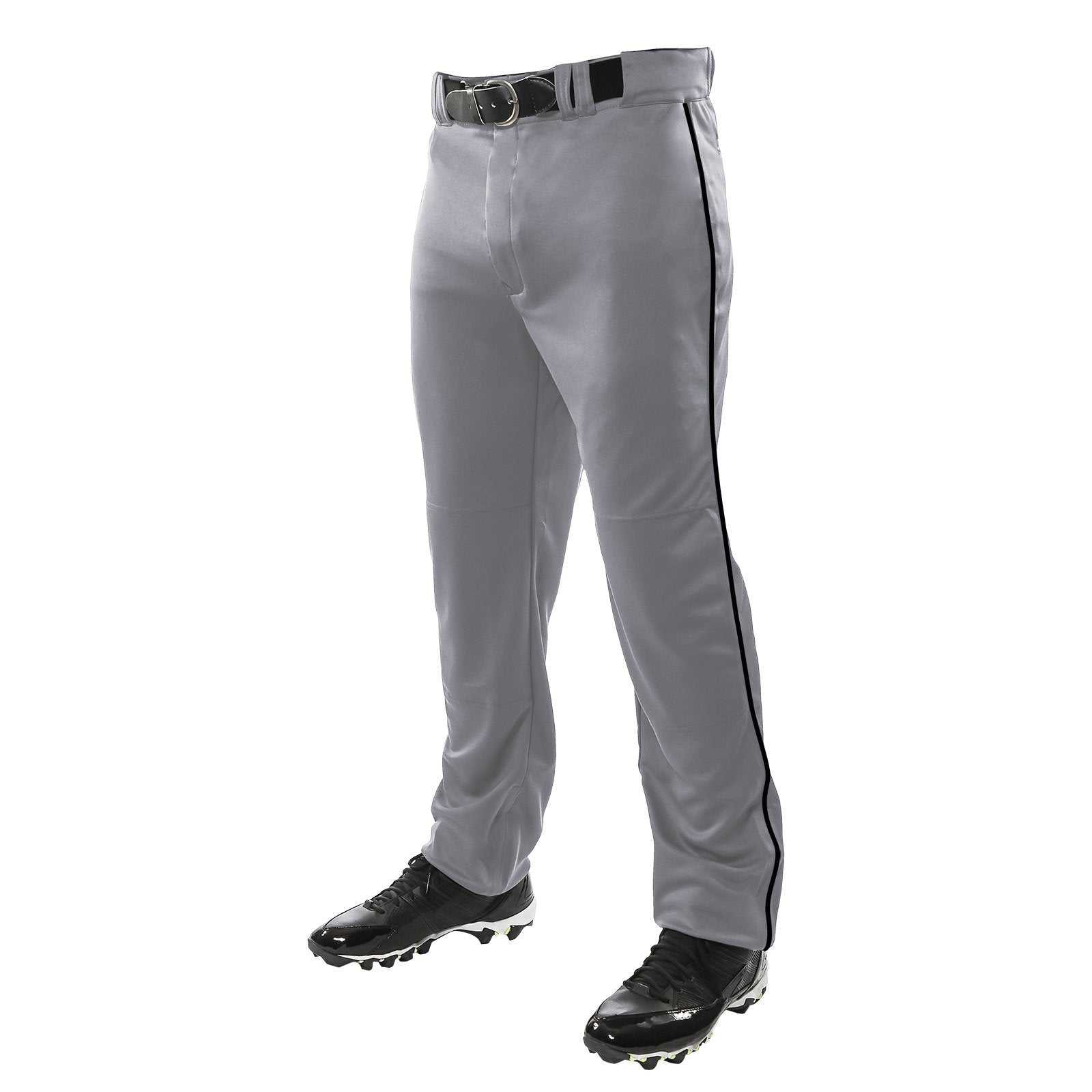 Champro BP41U MVP Open Bottom Pant with Piping - Gray Black - HIT a Double