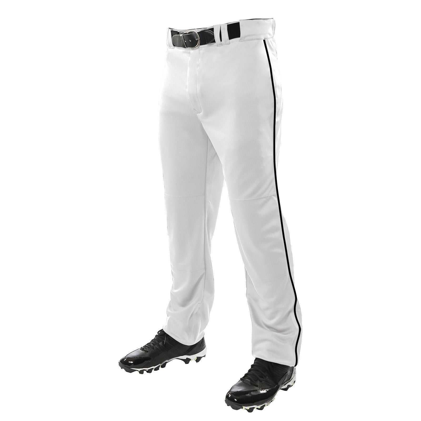 Champro BP41U MVP Open Bottom Pant with Piping - White Black - HIT a Double