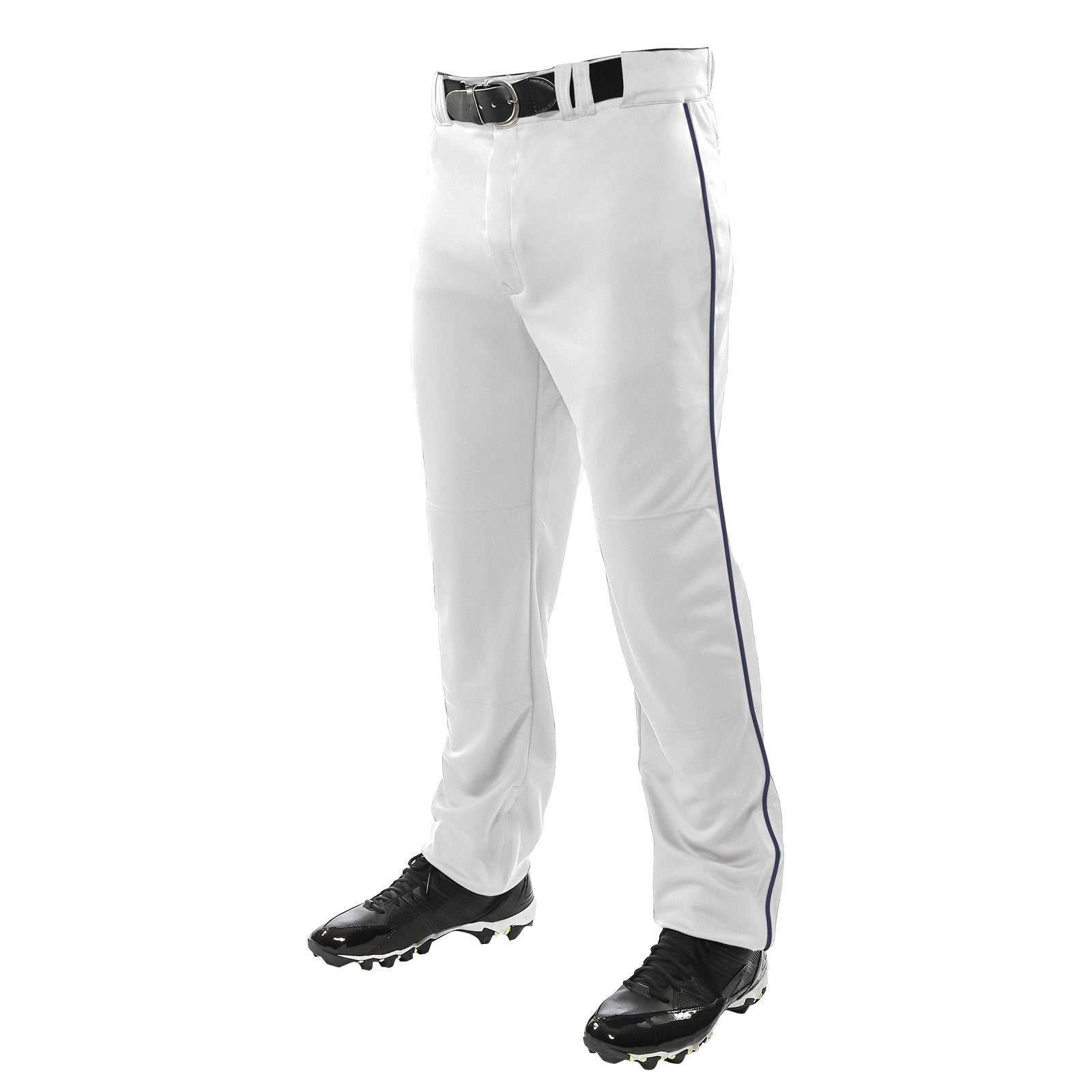 Champro BP41U MVP Open Bottom Pant with Piping - White Navy - HIT a Double