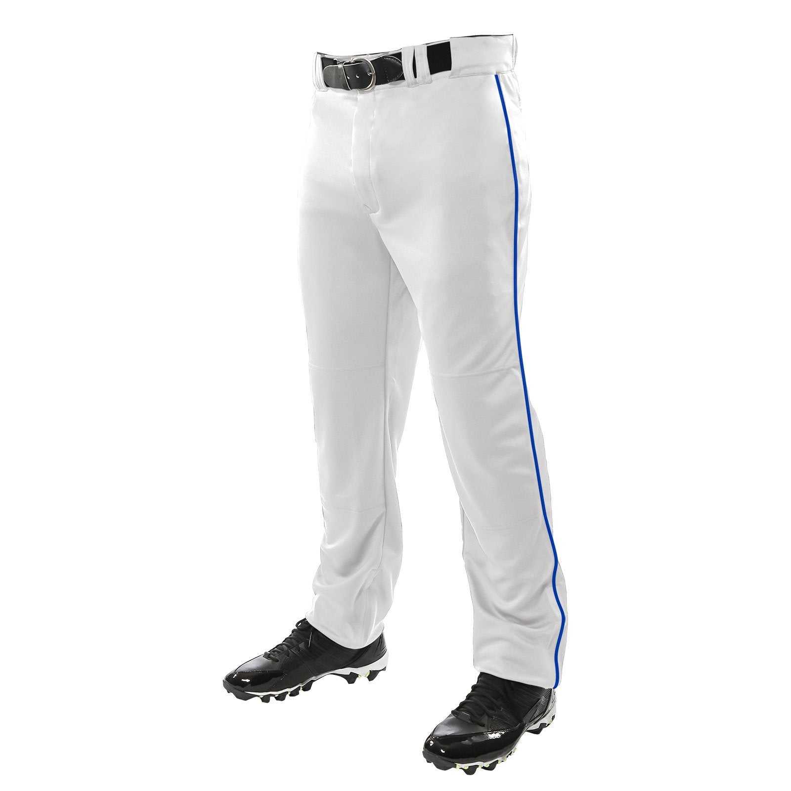 Champro BP41U MVP Open Bottom Pant with Piping - White Royal - HIT a Double