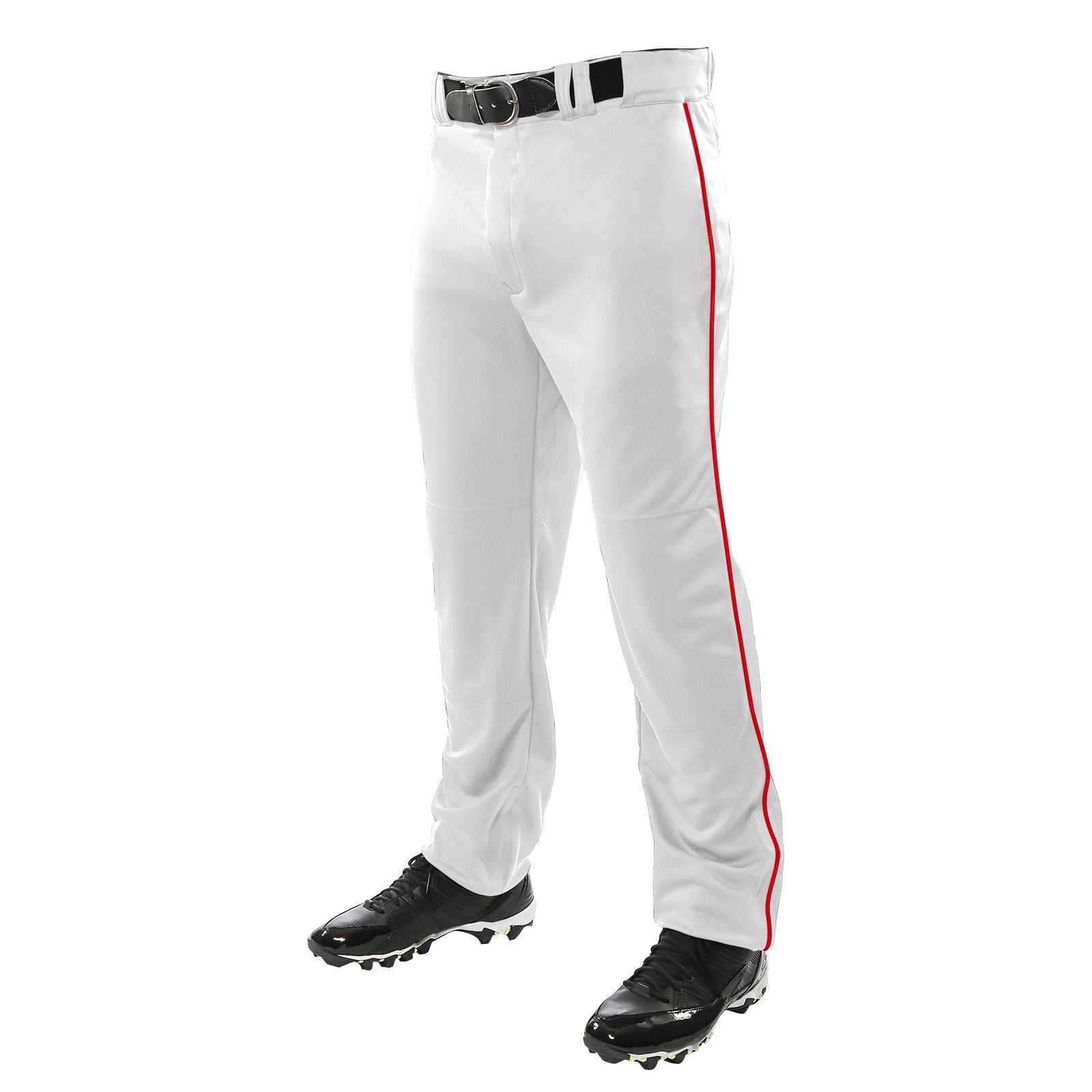 Champro BP91U Triple Crown Open Bottom Pant with Piping - White Scarlet - HIT a Double