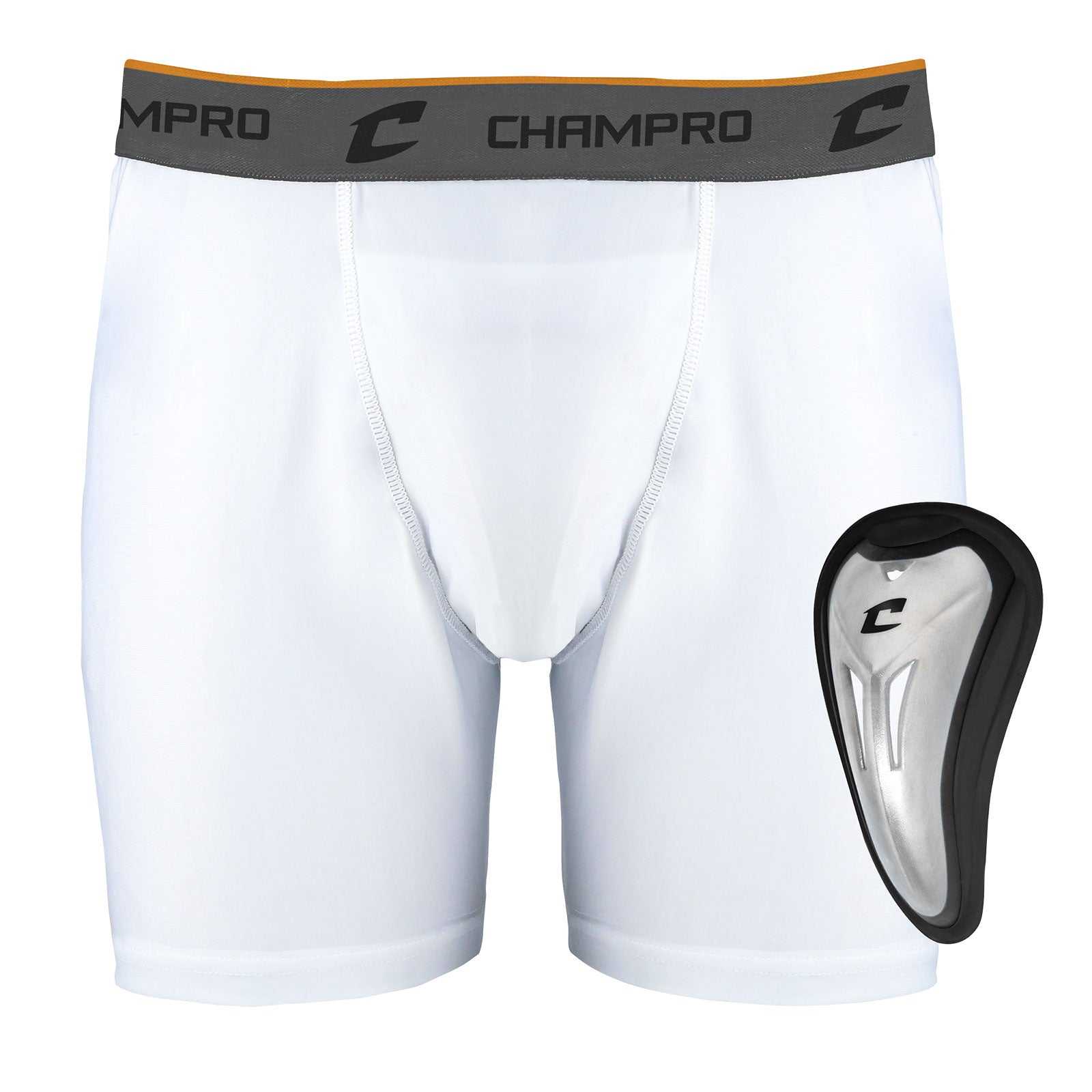 Champro BPS14C Compression Boxer Short with Cup - White - HIT a Double