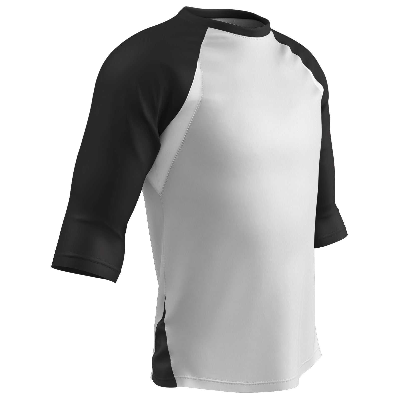 Champro BS24 Complete Game 3/4 Sleeve Baseball Shirt - White Black - HIT a Double