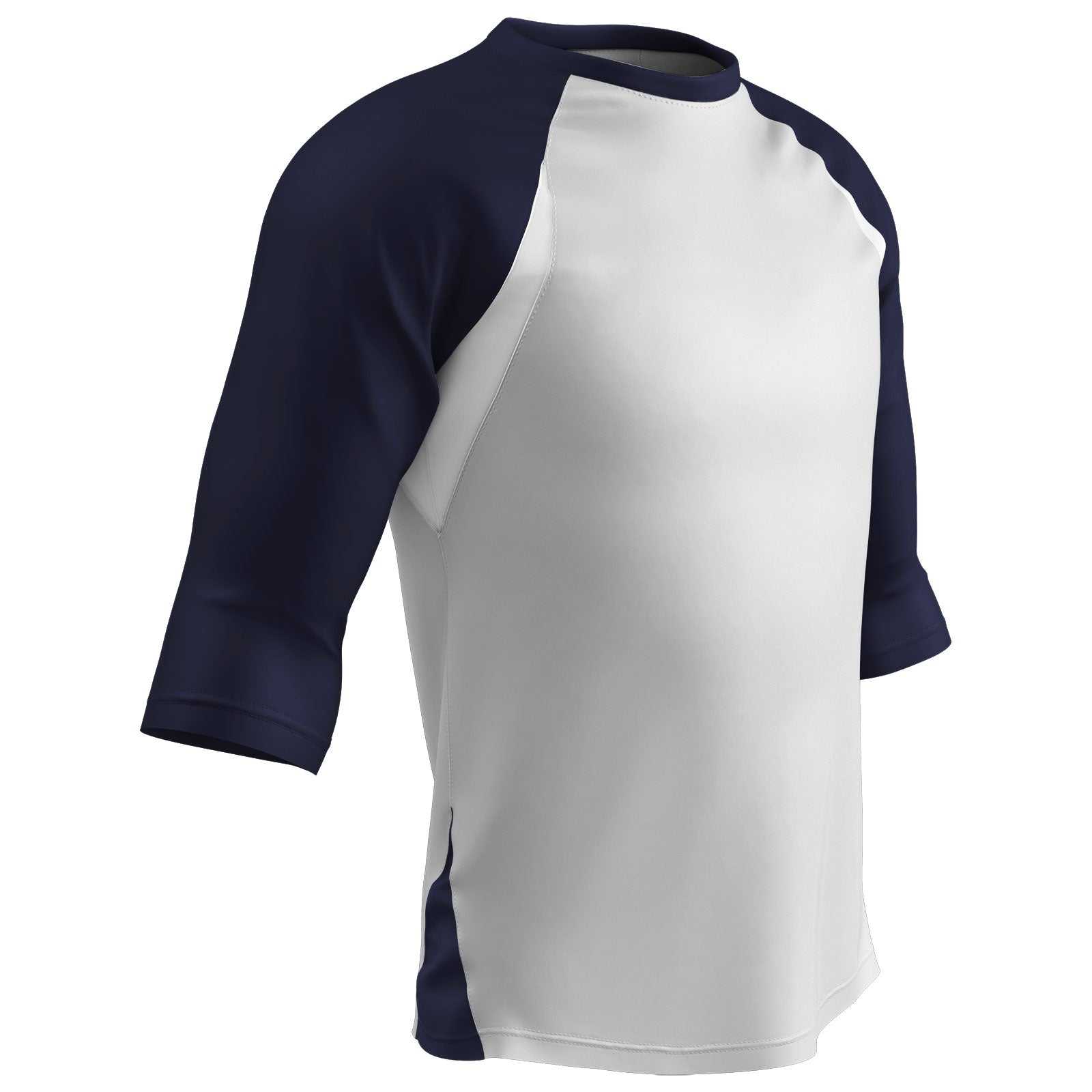 Champro BS24 Complete Game 3/4 Sleeve Baseball Shirt - White Navy - HIT a Double
