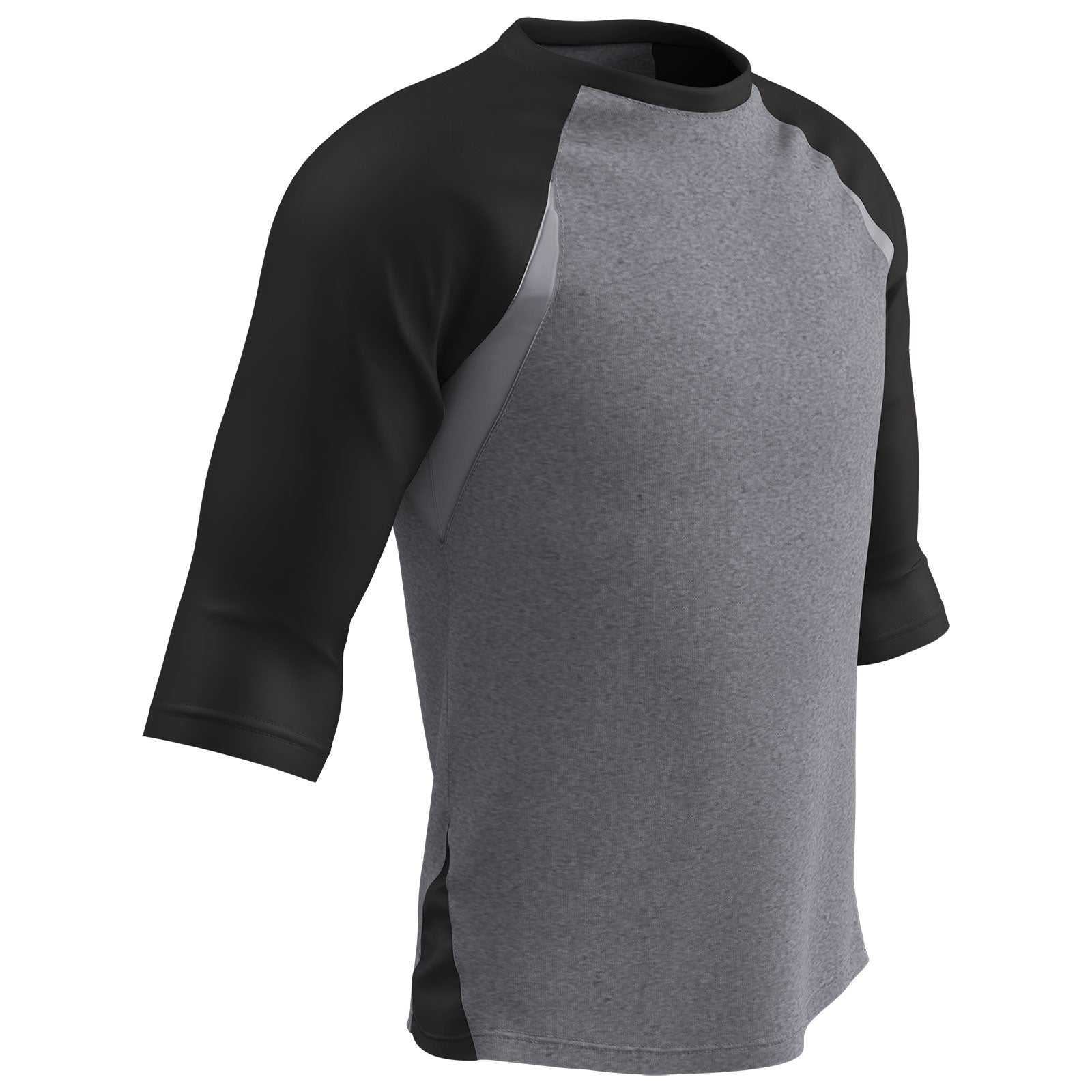 Champro BS25 Extra Innings 3/4 Sleeve Baseball Shirt - Gray Black - HIT a Double