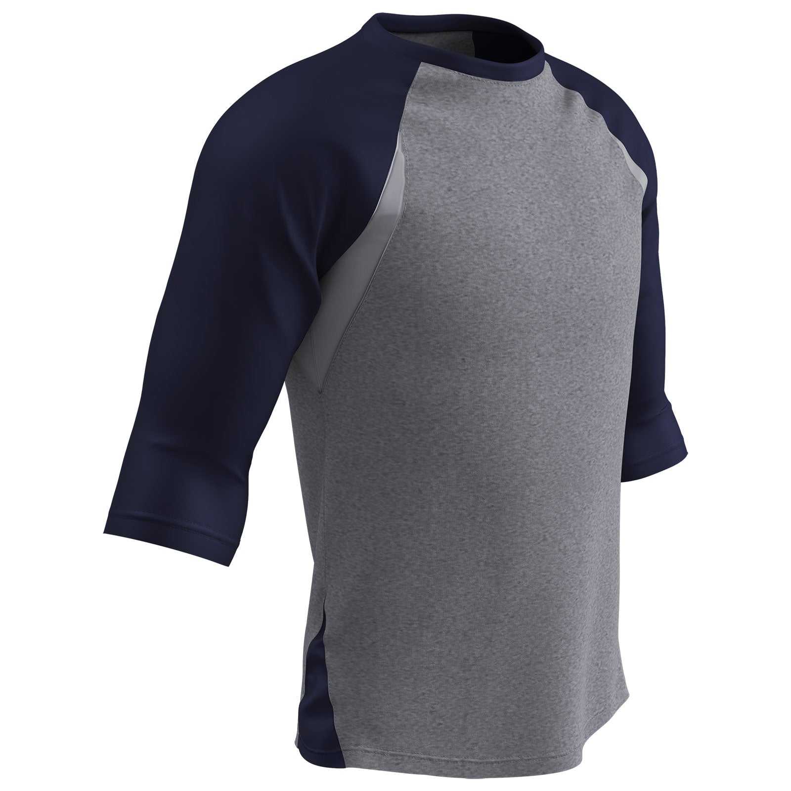 Champro BS25 Extra Innings 3/4 Sleeve Baseball Shirt - Gray Navy - HIT a Double