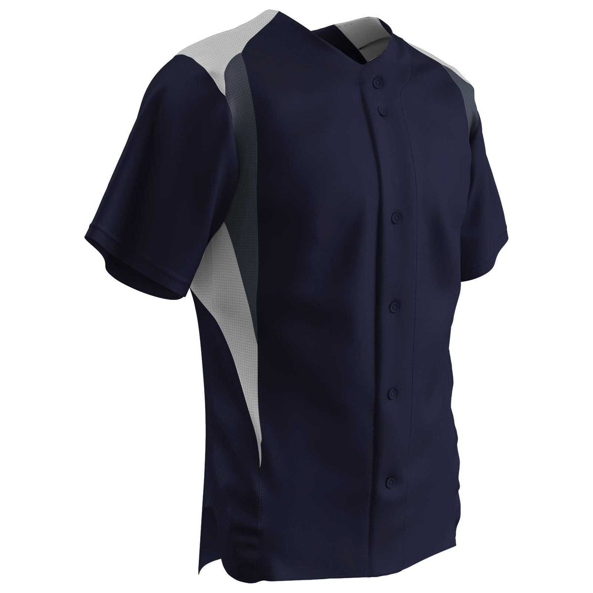 Champro BS33 Bull Pen Full Button Jersey - Navy White Graphite - HIT a Double
