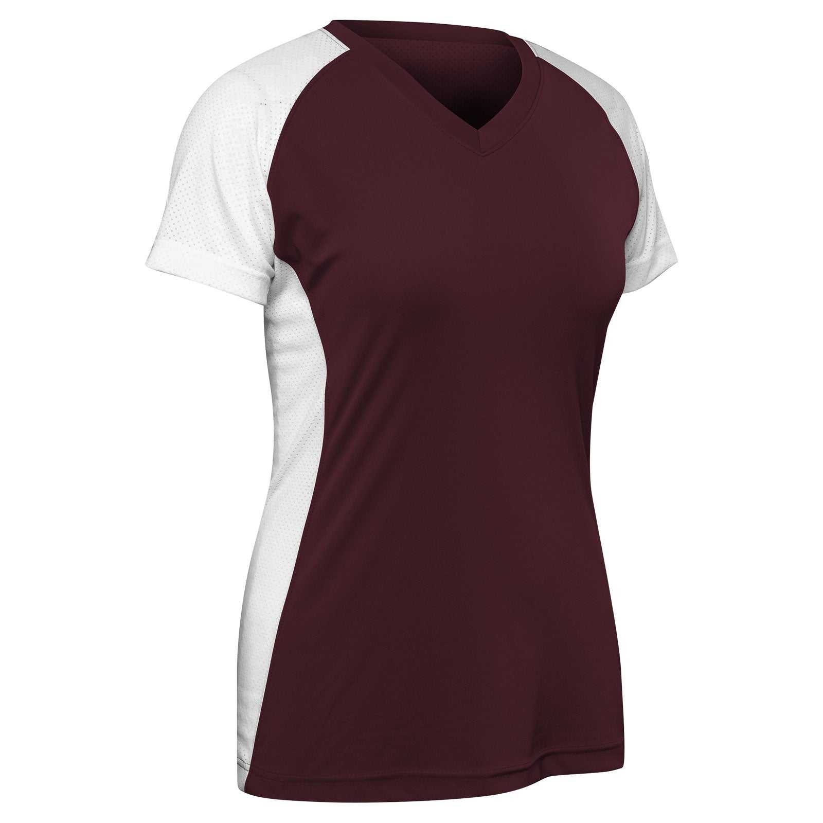 Champro BS82 Infinite V-Neck Short Sleeve Jersey - Maroon White - HIT a Double