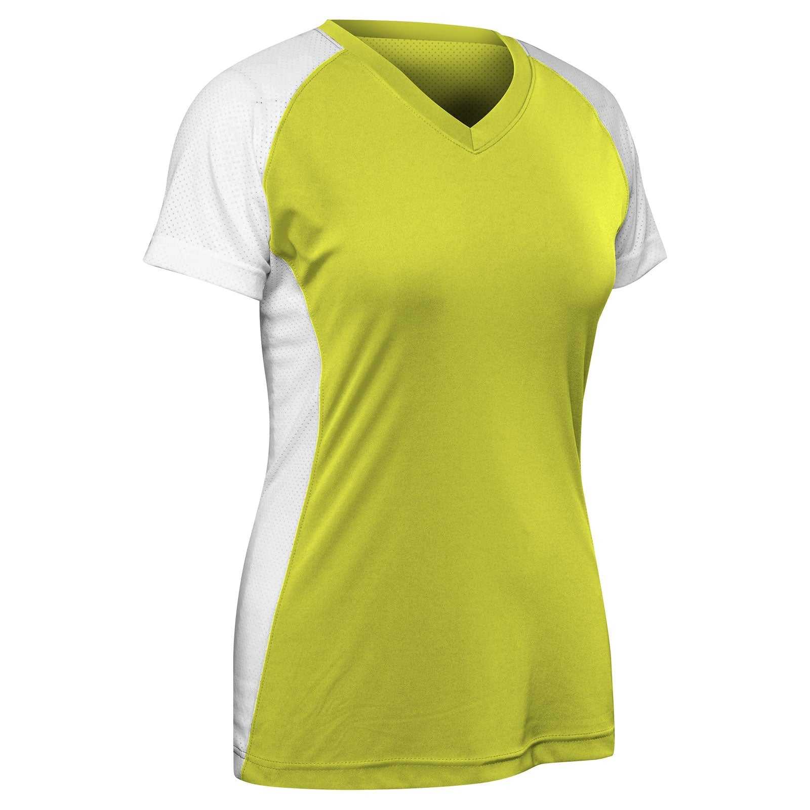Champro BS82 Infinite V-Neck Short Sleeve Jersey - Optic Yellow White - HIT a Double