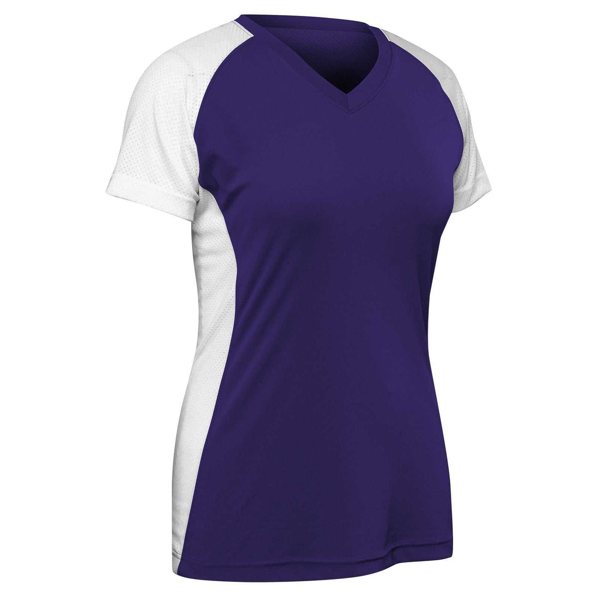 Champro BS82 Infinite V-Neck Short Sleeve Jersey - Purple White - HIT a Double