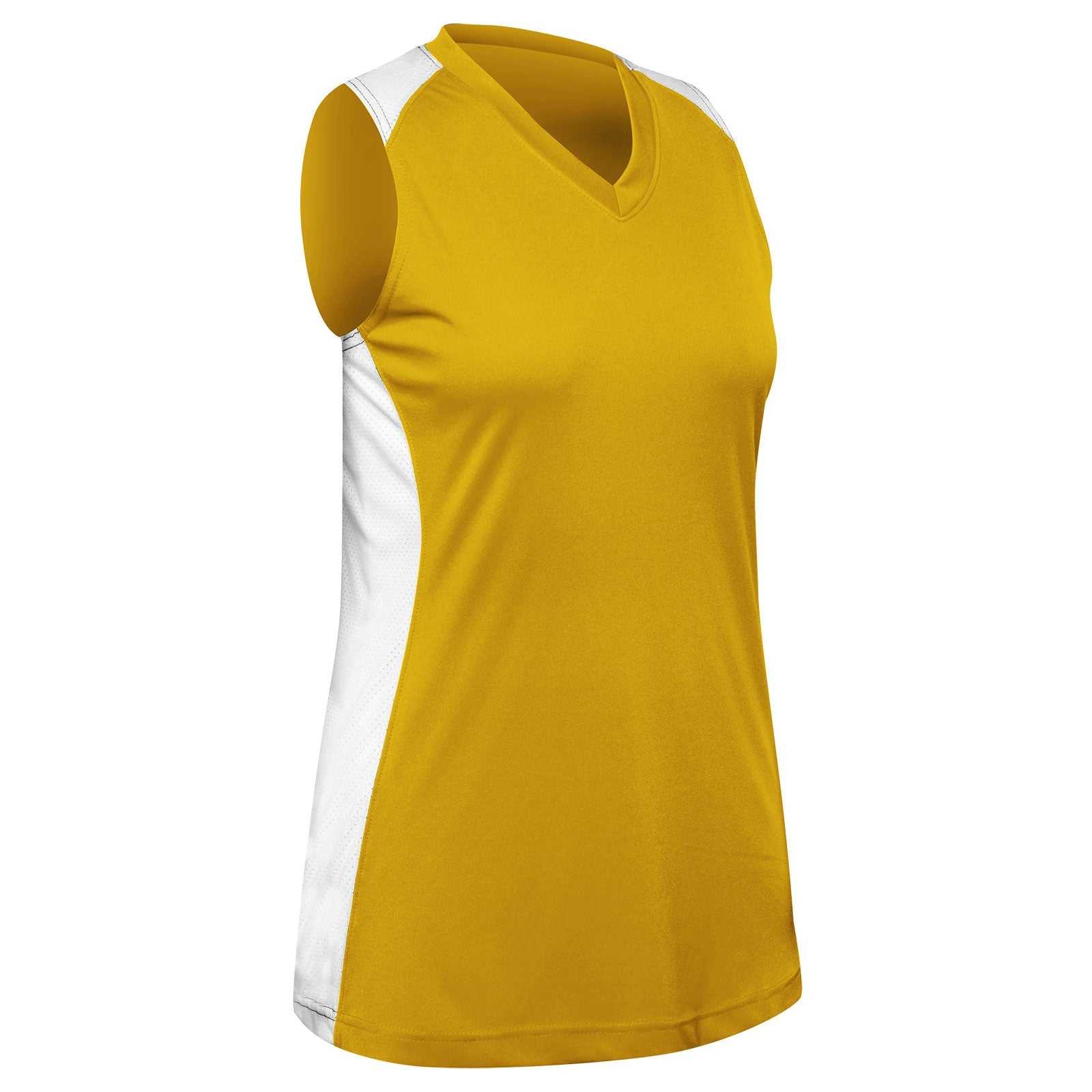 Champro BS84 Infinite V-Neck Racerback Jersey - Gold White - HIT a Double