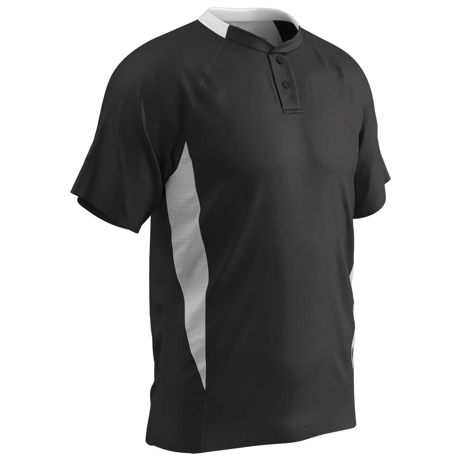 Champro BST72 Two Button Placket Jersey - Black White - HIT a Double