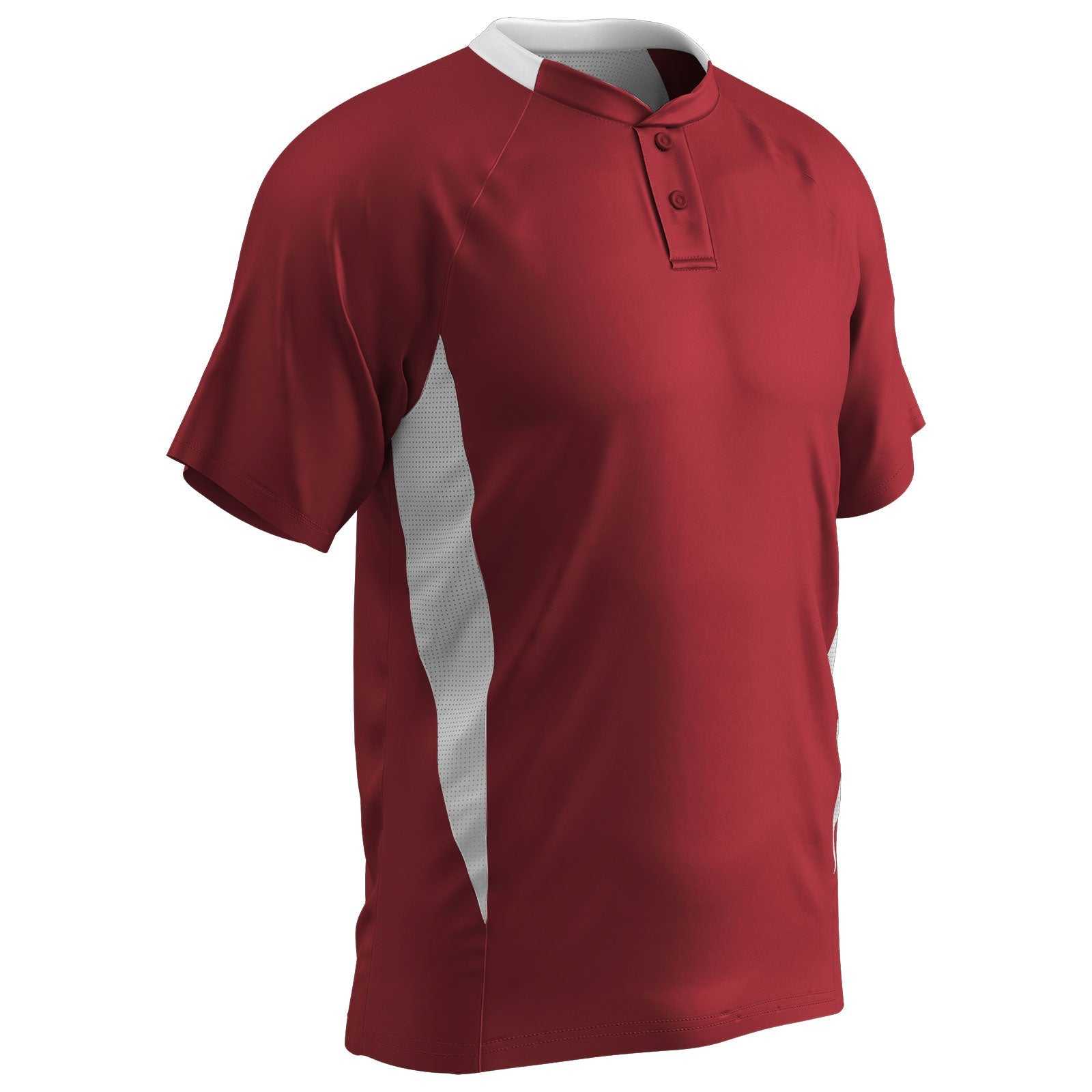 Champro BST72 Two Button Placket Jersey - Cardinal White - HIT a Double
