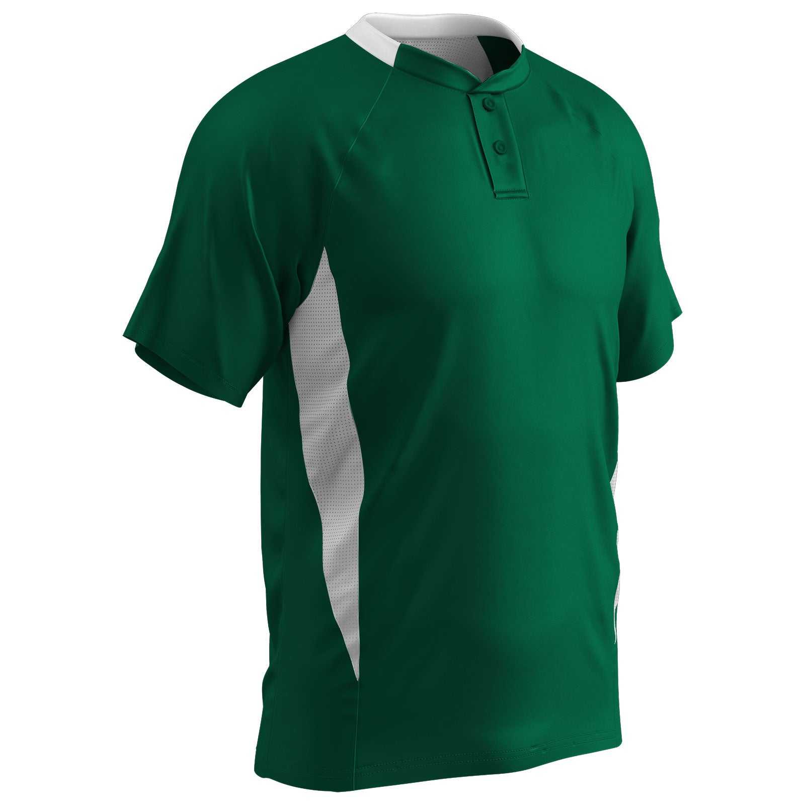 Champro BST72 Two Button Placket Jersey - Forest Green White - HIT a Double