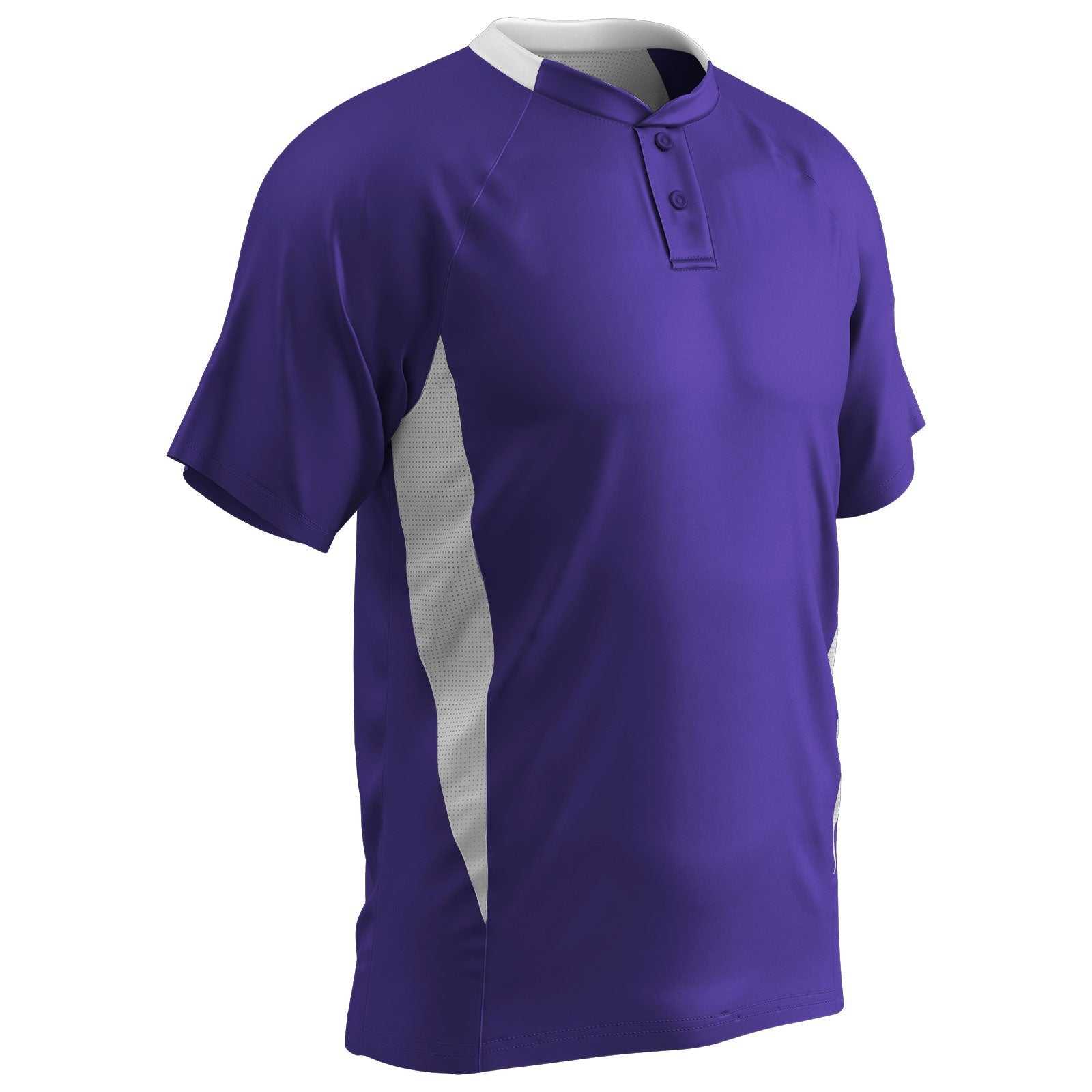 Champro BST72 Two Button Placket Jersey - Purple White - HIT a Double
