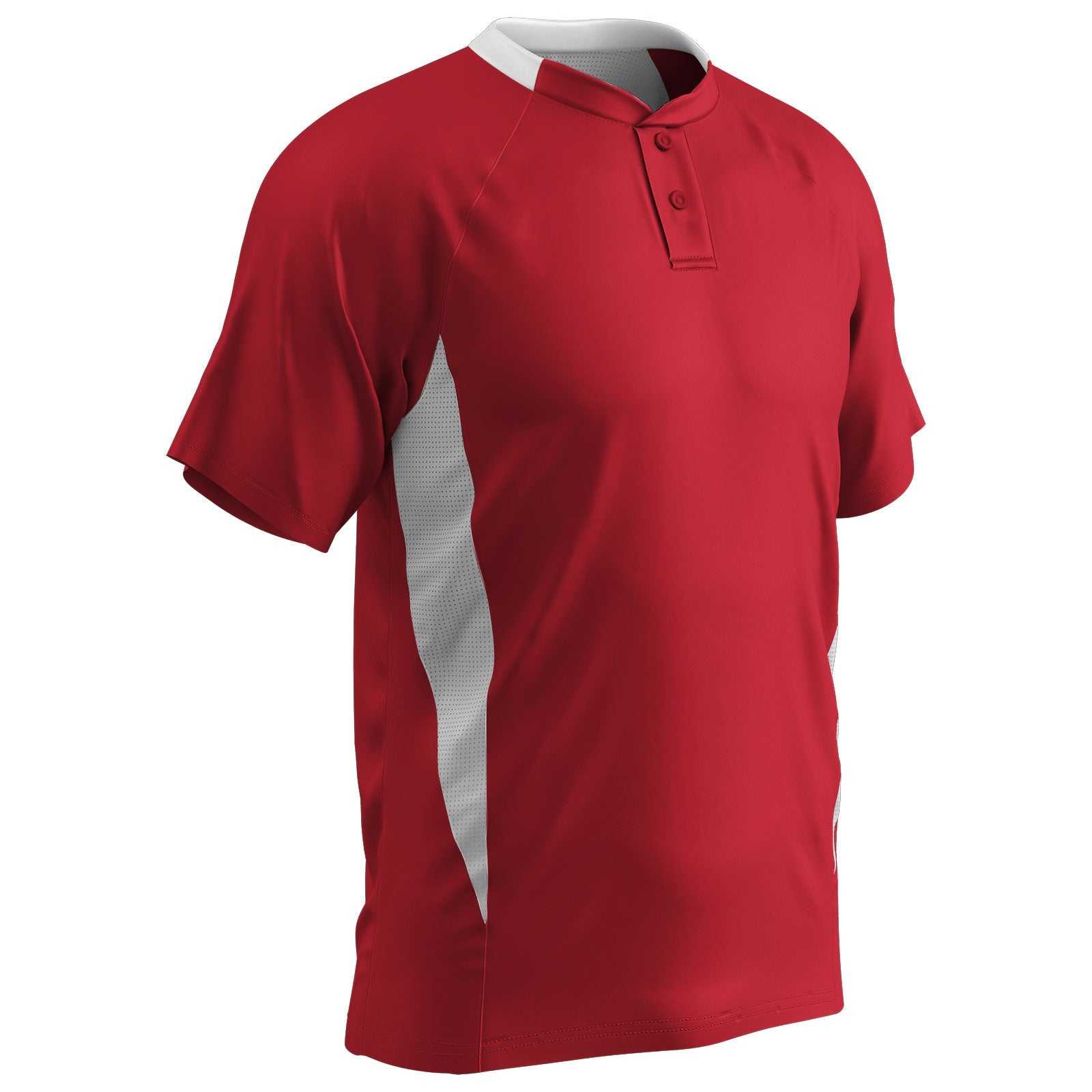 Champro BST72 Two Button Placket Jersey - Scarlet White - HIT a Double
