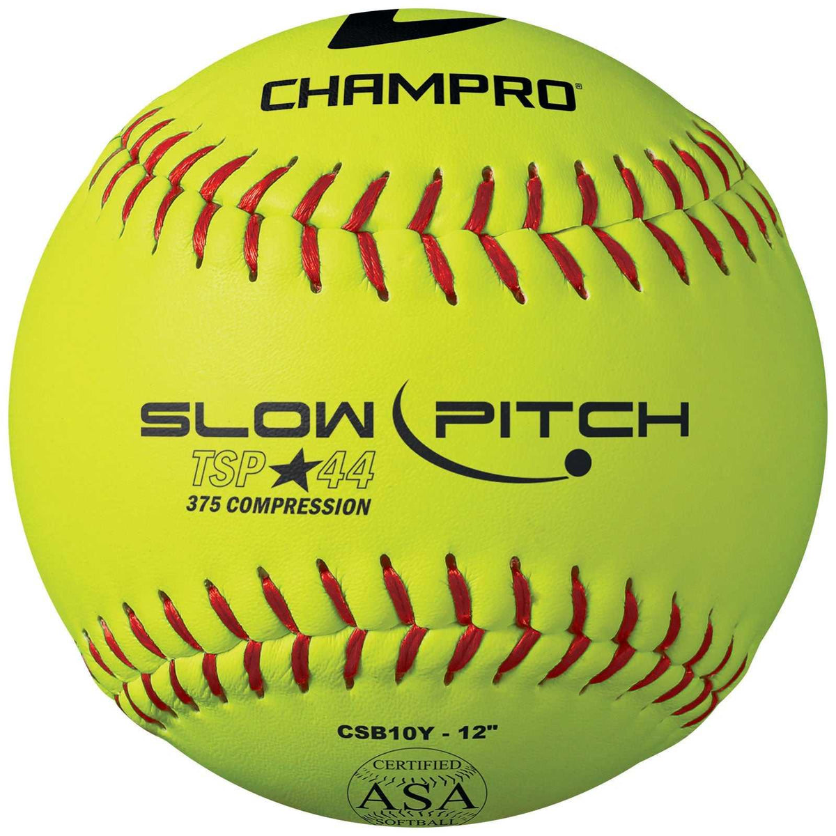 Champro CSB10Y ASA 12 Slow PitchYellow Leather Cover .44 Cor - HIT a Double