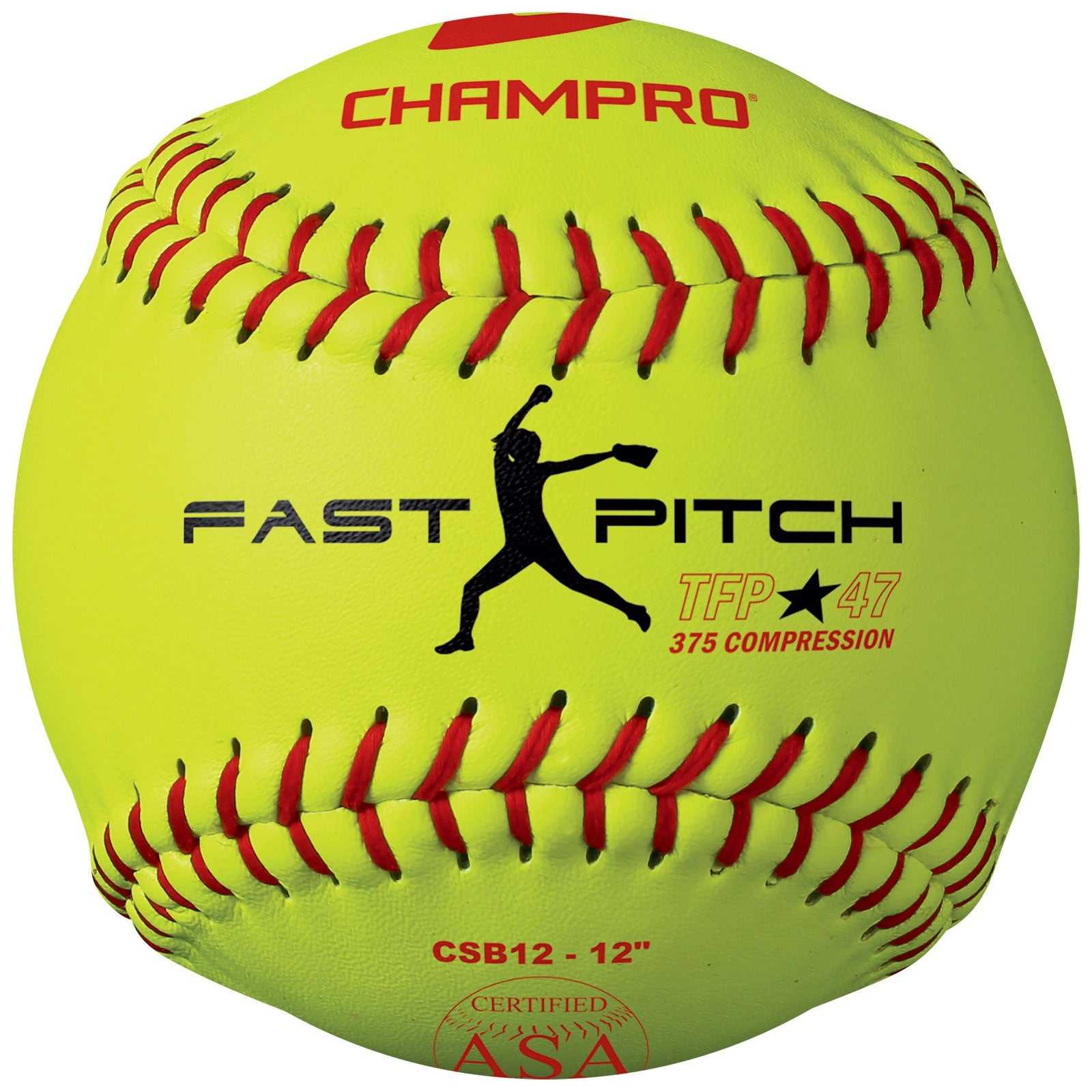Champro CSB12 ASA 12 Fast PitchLeather Cover .47 Cor - HIT a Double - 1