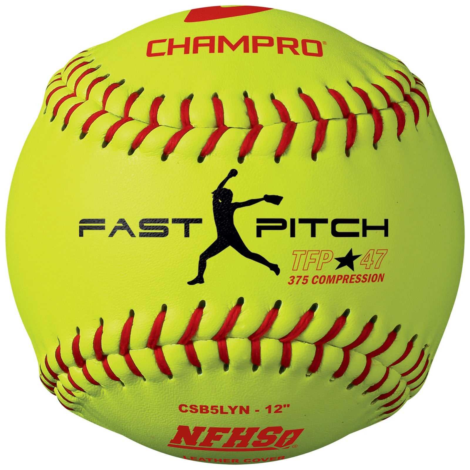 Champro CSB5LYN Nfhs12 Fast PitchLeather Cover .47Cor - HIT a Double - 1