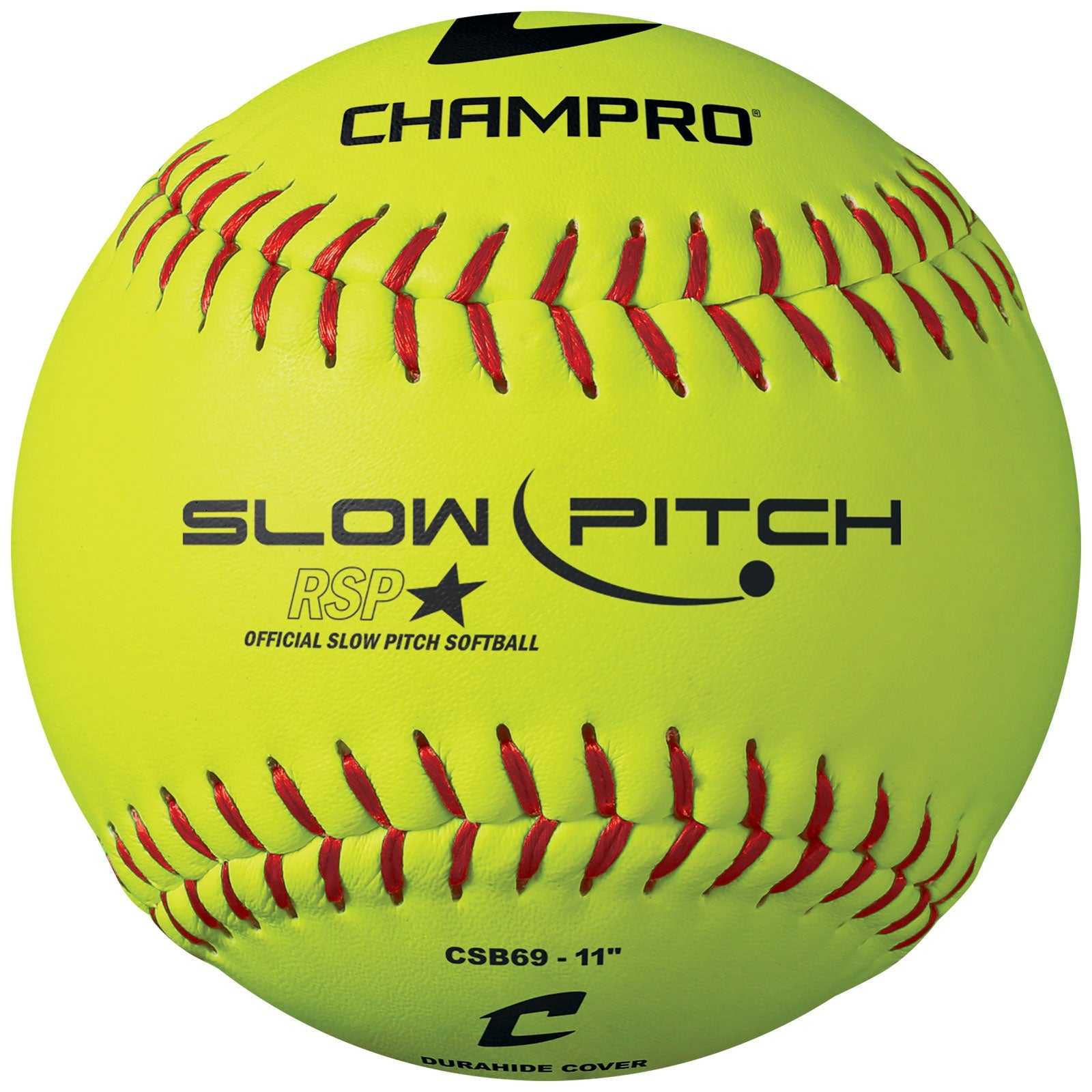 Champro CSB69 11" Slowpitch Practice Softball 12 Pk - Yellow - HIT a Double