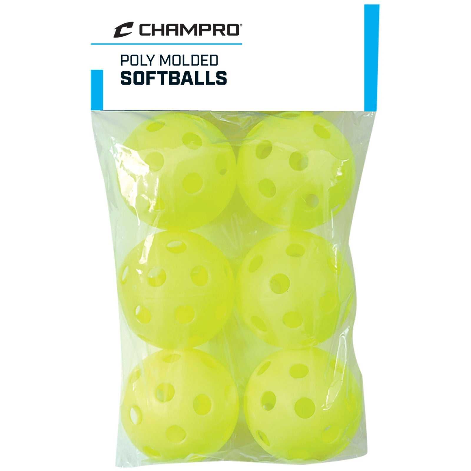 Champro CSB-51C Poly Molded Softballs 6 Pack - Yellow - HIT a Double