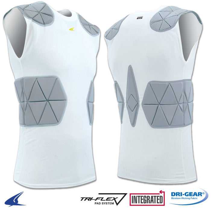 Champro FJU6 Tri-Flex Compression Shirt with Cushion System - White Gray - HIT a Double