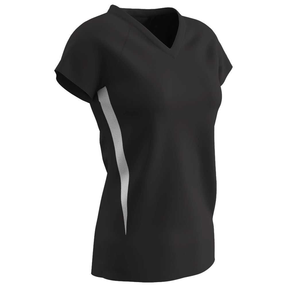 Champro VJ13 Spike Ladies Volleyball Jersey - Black White - HIT a Double
