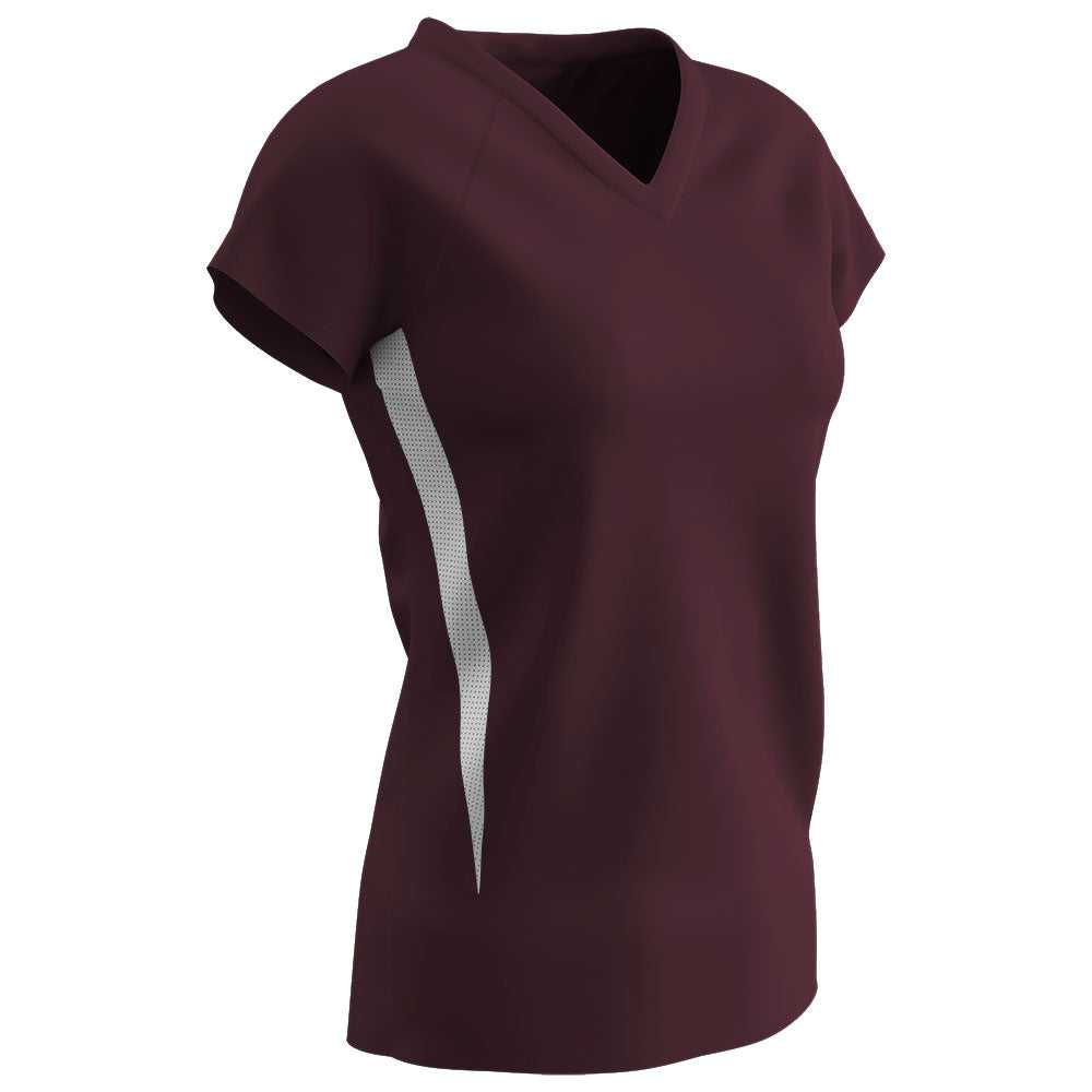 Champro VJ13 Spike Ladies Volleyball Jersey - Maroon White - HIT a Double