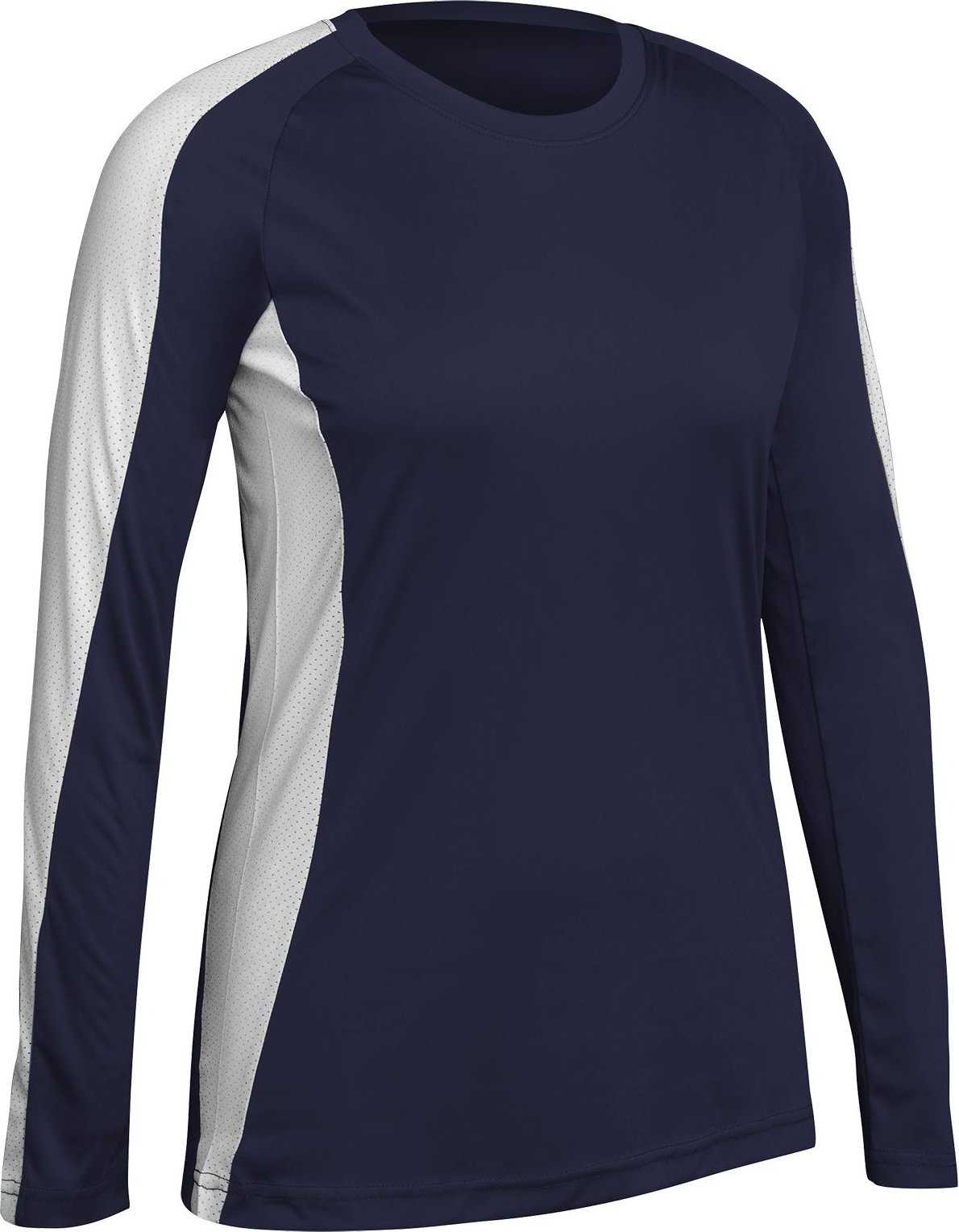 Champro VJ8 Triumphant Ladies Long Sleeve Volleyball Jersey - Navy White - HIT a Double