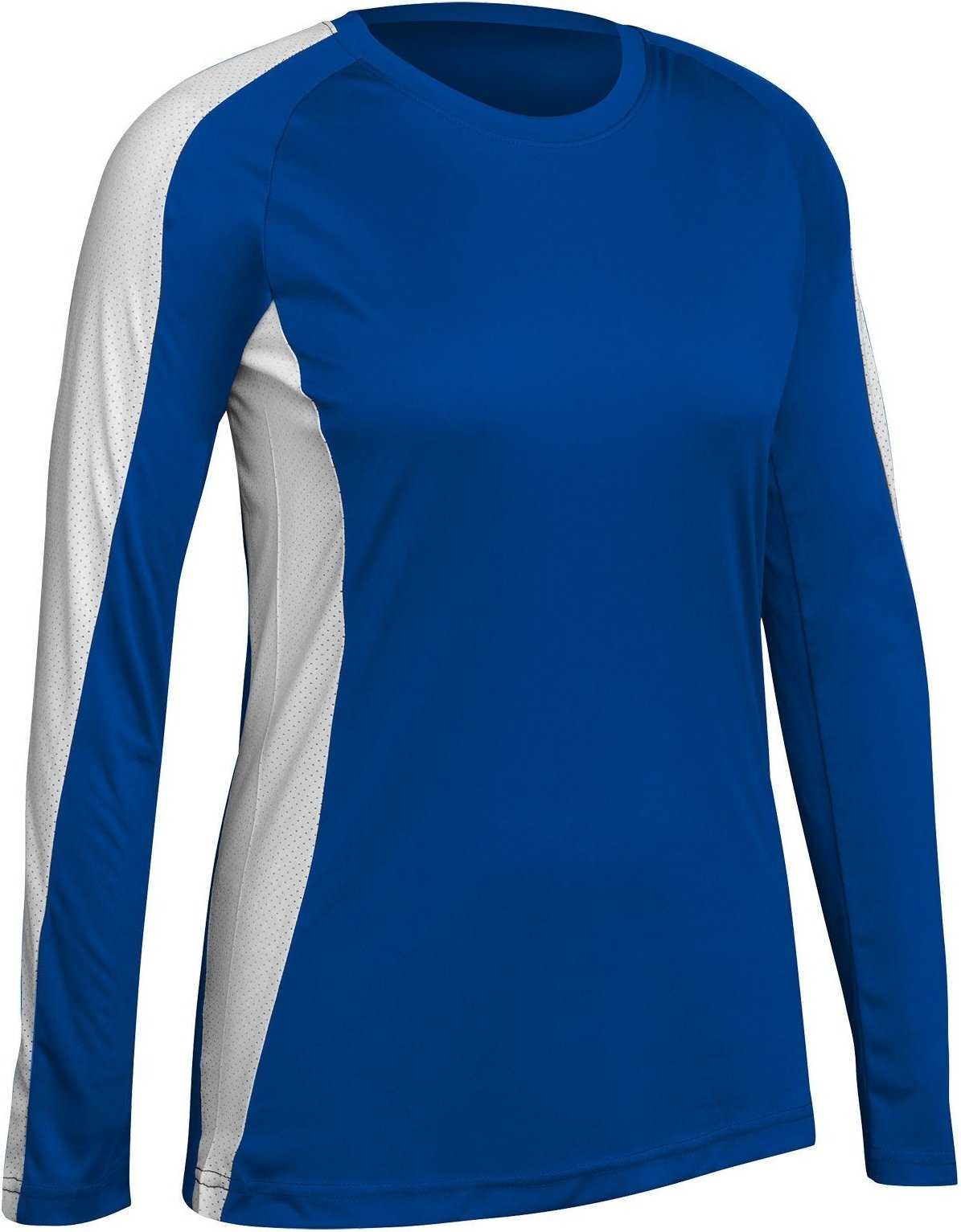 Champro VJ8 Triumphant Ladies Long Sleeve Volleyball Jersey - Royal White - HIT a Double