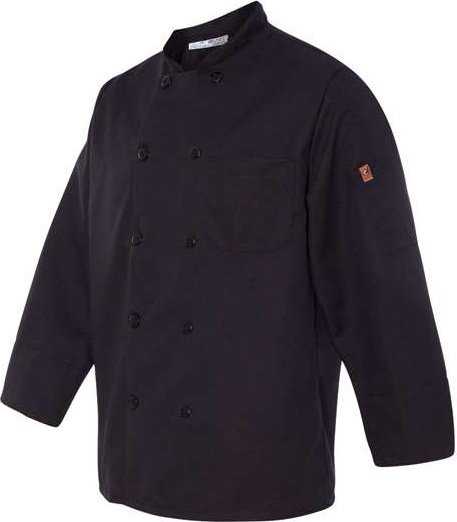 Chef Designs 0425 Ten Pearl Button Black Chef Coat - Black - HIT a Double - 1