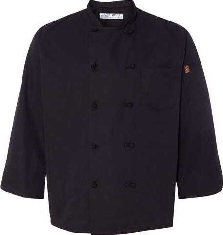 Chef Designs 0427 Black Knot Button Chef Coat - Black - HIT a Double - 1