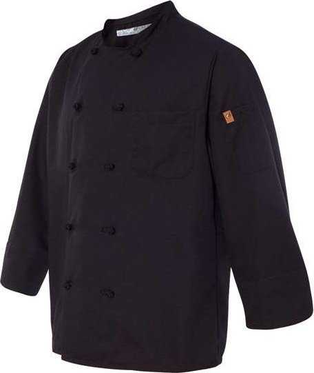 Chef Designs 0427 Black Knot Button Chef Coat - Black - HIT a Double - 2