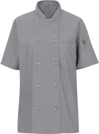 Chef Designs 045X Women&#39;s Mimix Short Sleeve Chef Coat with OilBlok - Gray - HIT a Double - 1