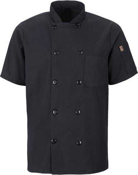 Chef Designs 046X Mimix Short Sleeve Chef Coat with OilBlok - Black - HIT a Double - 1