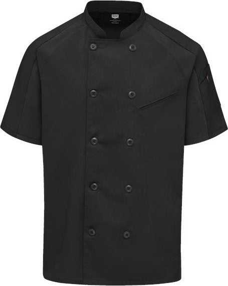 Chef Designs 052M Airflow Raglan Chef Coat - Black/ Black Mesh - HIT a Double - 1