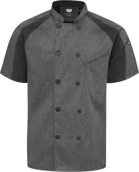 Chef Designs 052M Airflow Raglan Chef Coat - Charcoal Heather/ Charcoal/ Black Mesh - HIT a Double - 1