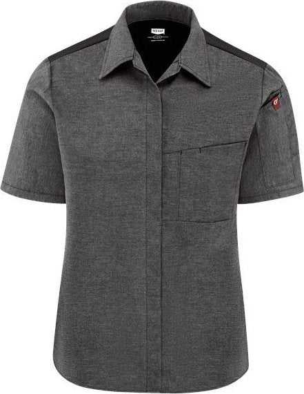 Chef Designs 501W Women&#39;s Poplin Airflow Cook Shirt with OilBlok - Charcoal/ Black - HIT a Double - 1