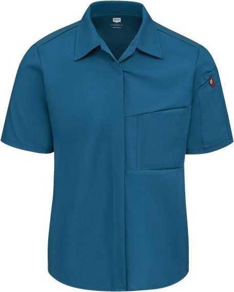 Chef Designs 501W Women&#39;s Poplin Airflow Cook Shirt with OilBlok - Teal - HIT a Double - 1